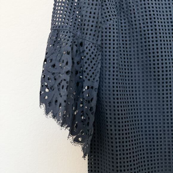 Judy Connally Danielle Spring Lace Bell Sleeve Shift Dress Navy Blue Size Small - Picture 3 of 7